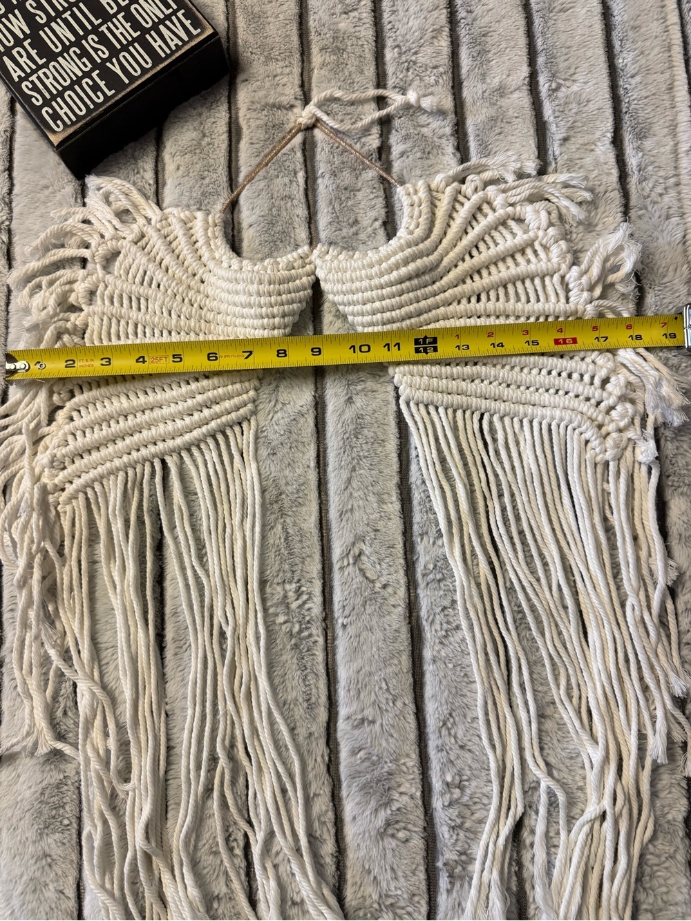 Boho Macramé Fringe Wall Hanging - Cream - Picture 4 of 4